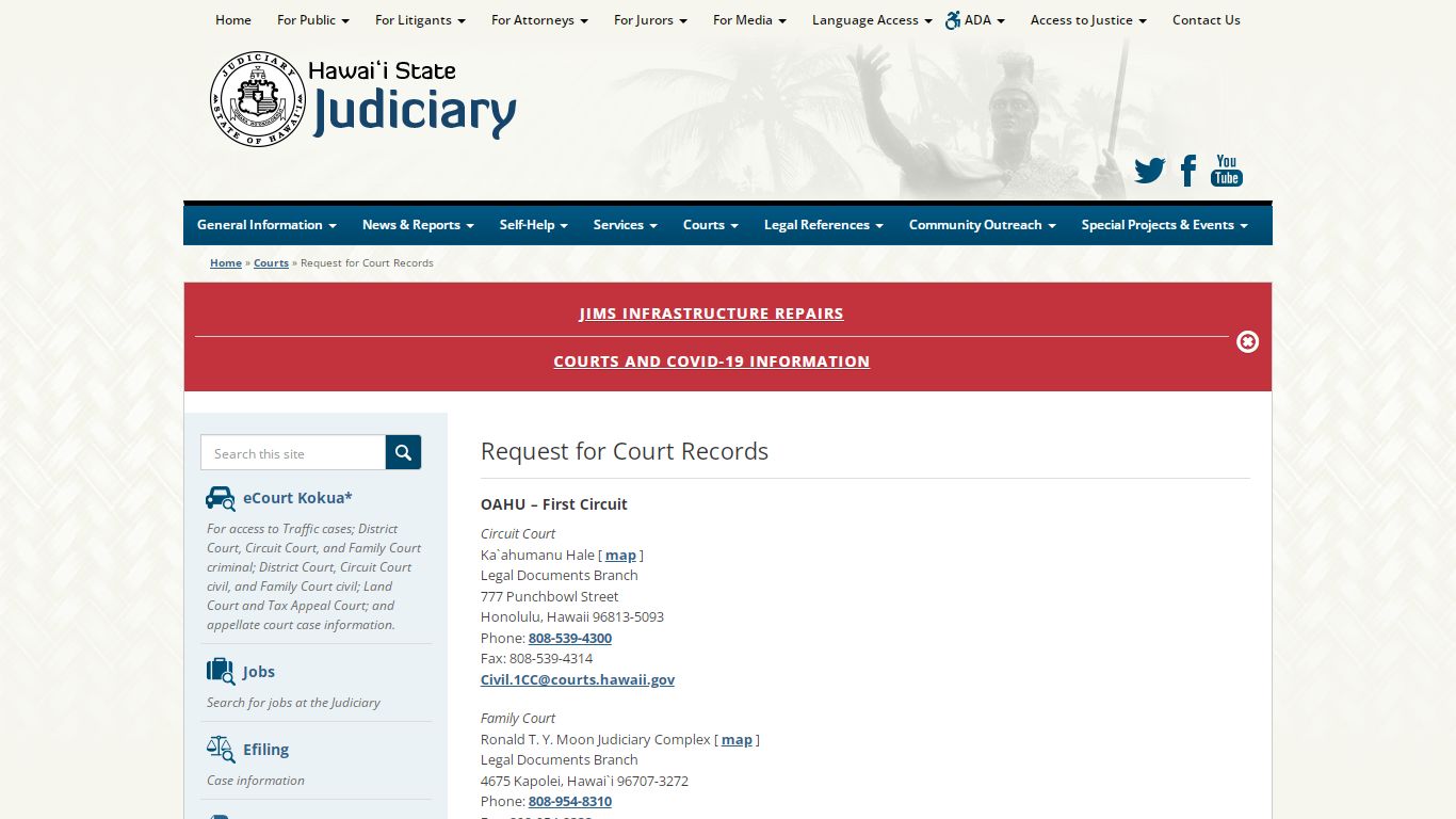 Judiciary | Request for Court Records